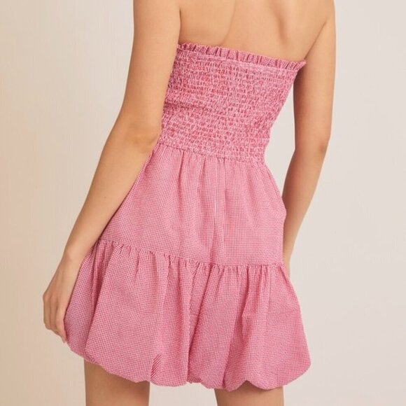 PICNIC DATE RED GINGHAM MINI DRESS - Picture 2 of 2